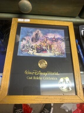 Disney Walt Disney World Gold and Black Framed Cast Holiday Celebration Plaque